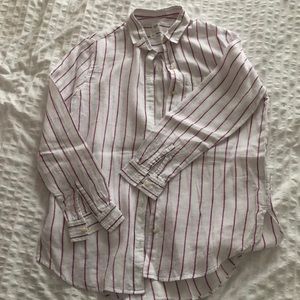 GAP Striped Linen Boyfriend Button Down